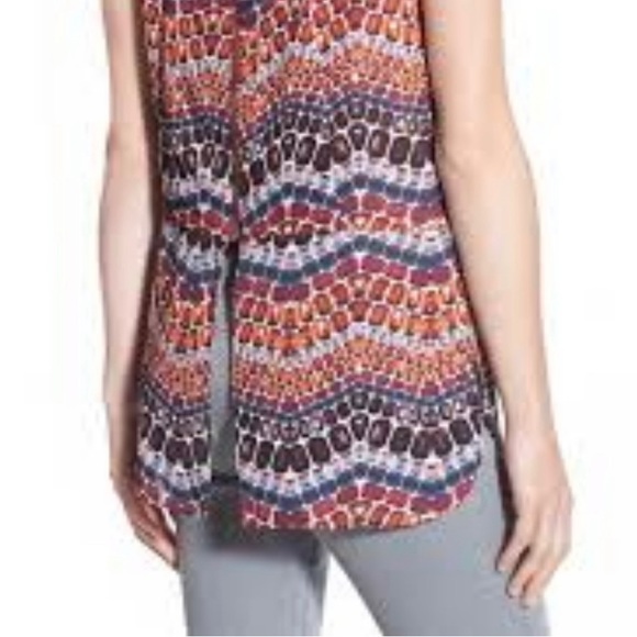 Sam Edelman Sadi Print Split Back Zip Up Tank Size XSmall - Picture 3 of 9